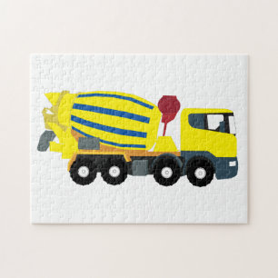 Concrete vrachtwagens voor de bouw van cement legpuzzel