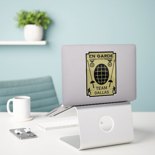 Concurrerend Zwaard Schermen Sticker (Laptop op bureau)
