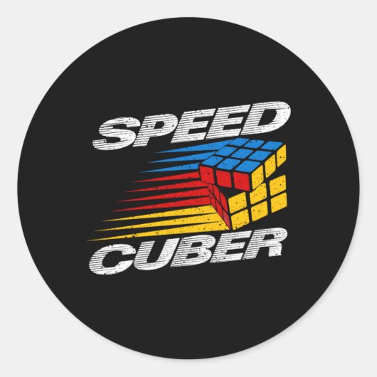 Concurrerende Puzzel Kubus Speed Cuber Hobby 80's  Ronde Sticker (Voorkant)