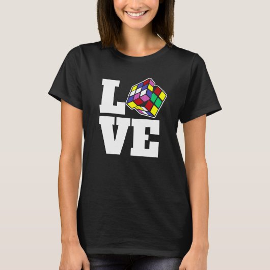 Concurrerende Puzzle Cube Love Speed Cubing 80's V T-shirt (Voorkant)