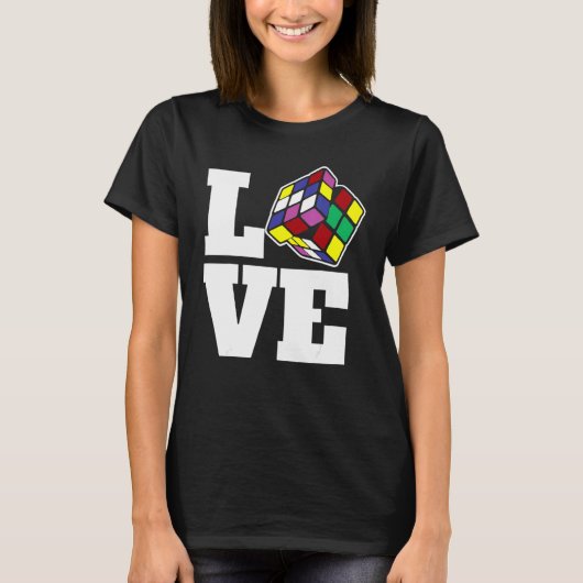 Concurrerende Puzzle Cube Love Speed Cubing 80's V T-shirt (Voorkant)