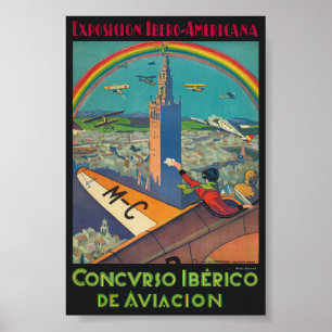 Concurso Iberico de Aviacion Vintage Poster 1929