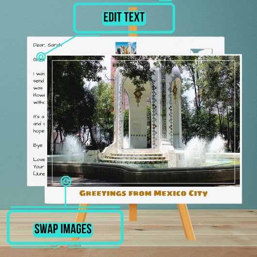 Condesa buurtfontein in Mexico-Stad Briefkaart