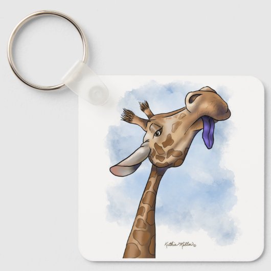 Condescending Giraffe Cartoon Sleutelhanger (Voorkant)