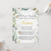 Condoleance bij het verlies van een zus kaart (Voorkant / Achterkant in situ)