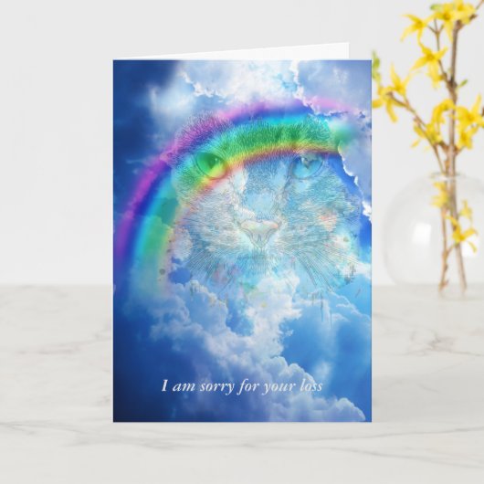 Condoleance bij overlijden van een kat - Regenboog Kaart (Gele Bloem)
