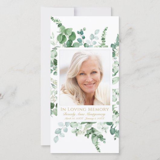 Condoleance Eucalyptus Foto Gouden Uitvaart Gebed (Voorkant)