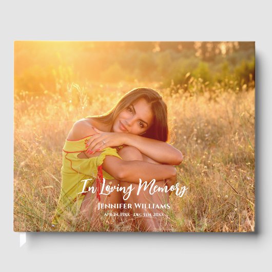 Condoleance gepersonaliseerde foto moderne kalligr gastenboek (Voorkant)