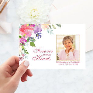 Condoleance Rouwkaart met Bloemen en Foto Bedankkaart