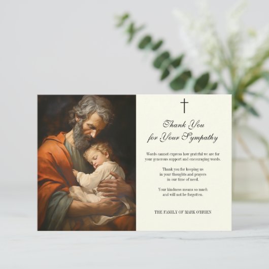 Condoleance Sympathie Waardering St. Joseph Bedankkaart (Staand voorkant)