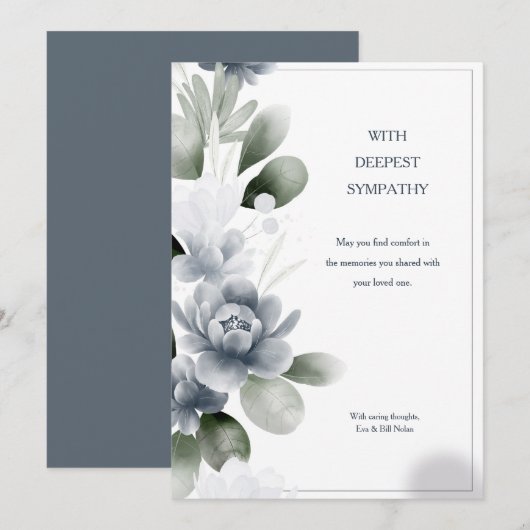 Condoleance Waterverf Floral Sympathy Card Kaart (Voorkant / Achterkant)