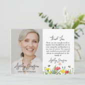 Condoleance Wilde Bloem Foto Rouwkaart Bedankt (Staand voorkant)