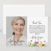 Condoleance Wilde Bloem Foto Rouwkaart Bedankt (Voorkant / Achterkant)