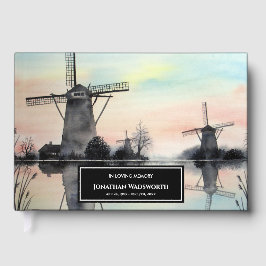 Condoleance Windmolens in Kinderdijk Waterverf Gastenboek