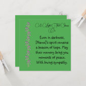 Condoleancekaart 'Een Licht dat Schijnt Op' Kaart (Voorkant / Achterkant in situ)