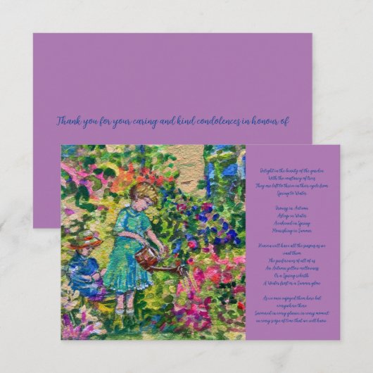 condoleances bedankkaart (Voorkant / Achterkant)