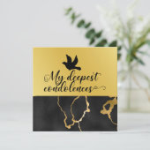 condoléances Black and Gold Theme Kaart (Staand voorkant)