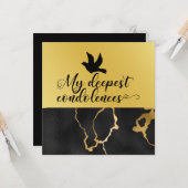 condoléances Black and Gold Theme Kaart (Voorkant / Achterkant in situ)