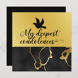 condoléances Black and Gold Theme Kaart