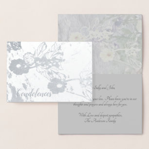 condoleances en sympathie Silver Foil Floral Card Folie Kaarten