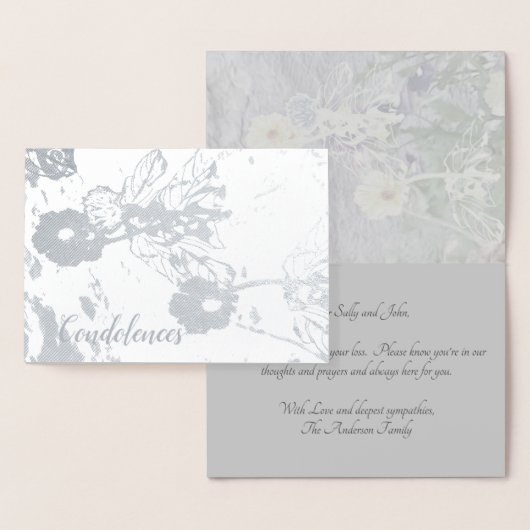 condoleances en sympathie Silver Foil Floral Card Folie Kaarten (Display)