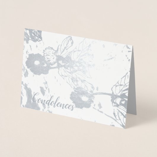 condoleances en sympathie Silver Foil Floral Card Folie Kaarten (Voorkant)