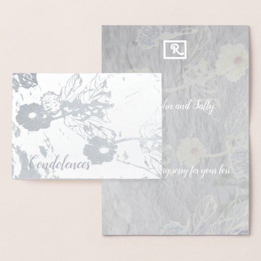 condoleances en sympathie Silver Foil Floral Card Folie Kaarten (Display)