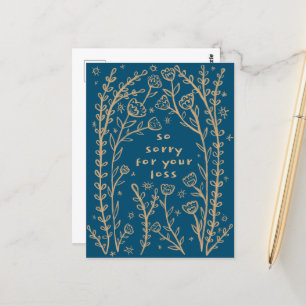 CONDOLEANCES Floral Whimsical Sketch Doodle Sorry Briefkaart