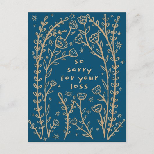 CONDOLEANCES Floral Whimsical Sketch Doodle Sorry Briefkaart (Voorkant)