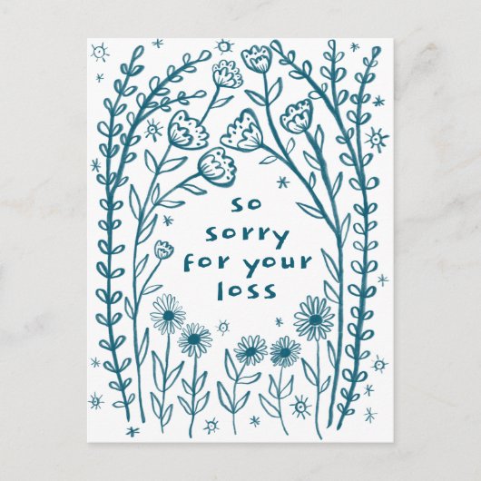 CONDOLEANCES Floral Whimsical Sketch Doodle Sorry Briefkaart (Voorkant)