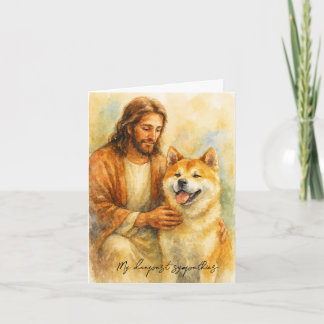 Condoleances Kaart voor Dog Loss-Jesus met Akita D