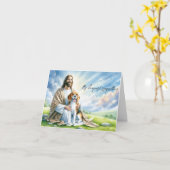 Condoleances Kaart voor Dog Loss-Jesus met Beagle (Gele Bloem)
