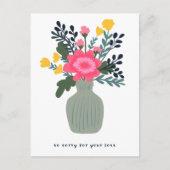 Condoleances Sorry voor het verlies Vaas van Bloem Briefkaart (Voorkant)