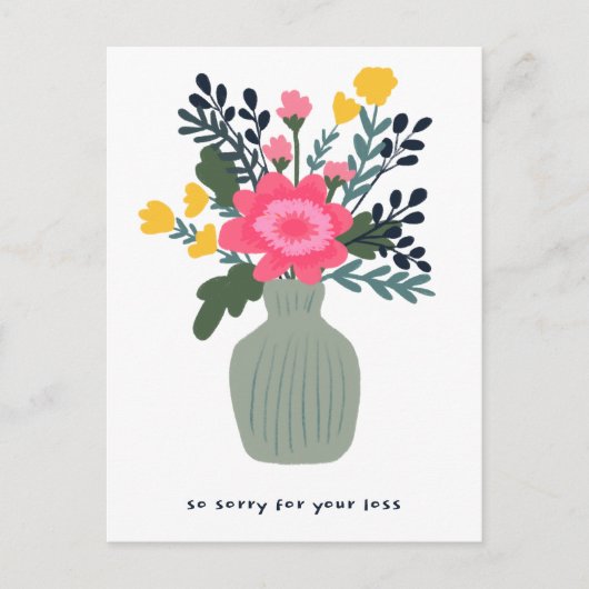 Condoleances Sorry voor het verlies Vaas van Bloem Briefkaart (Voorkant)