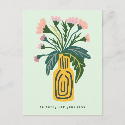 Condoleances Sorry voor het verlies Vaas van Bloem Briefkaart (Voorkant)