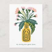 Condoleances Sorry voor het verlies Vaas van Bloem Briefkaart (Voorkant)