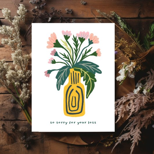 Condoleances Sorry voor het verlies Vaas van Bloem Briefkaart
