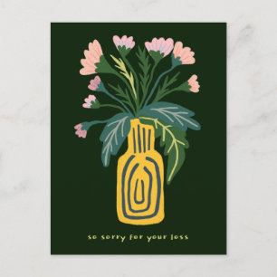 Condoleances Sorry voor het verlies Vaas van Bloem Briefkaart