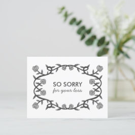 CONDOLEANCES Sorry voor uw verlies Roos Lijst Goth Briefkaart