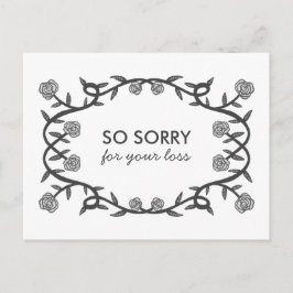 CONDOLEANCES Sorry voor uw verlies Roos Lijst Goth Briefkaart