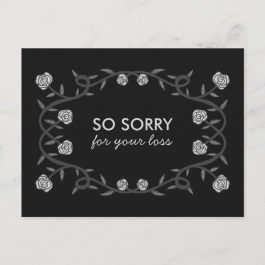 CONDOLEANCES Sorry voor uw verlies Roos Lijst Goth Briefkaart (Voorkant)