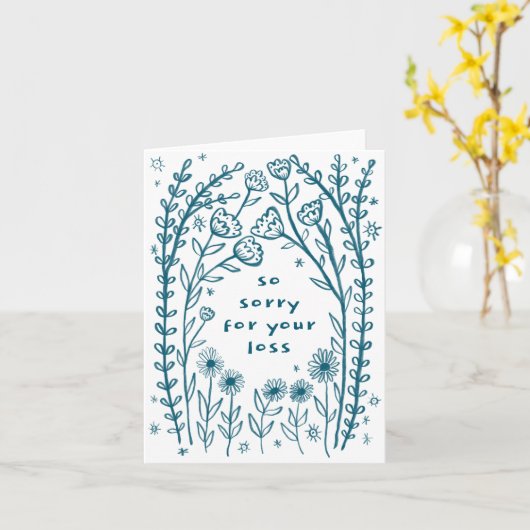 Condoleances Sorry Wildflower Bloemen Schets Doodl Kaart (Gele Bloem)