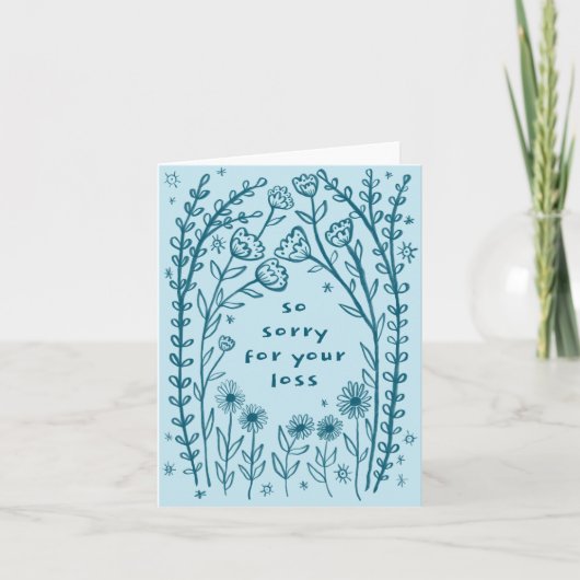 Condoleances Sorry Wildflower Bloemen Schets Doodl Kaart (Voorkant)