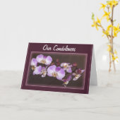 condoleances Violet White Orchid Close-up foto Kaart (Gele Bloem)