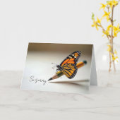 Condolence Monarch Butterfly On a Pencil Kaart (Gele Bloem)