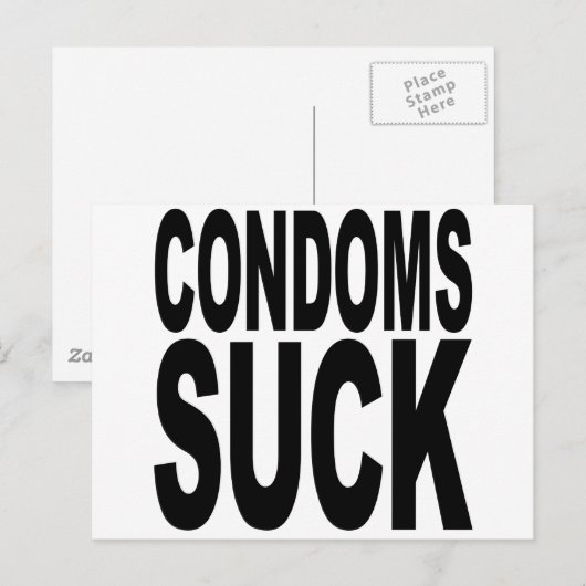 Condoms Suck Briefkaart (Voorkant / Achterkant)