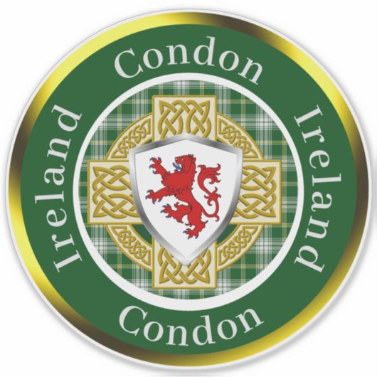 Condon Irish Shield & Celtic Cross gepersonaliseer Sticker (Voorkant)
