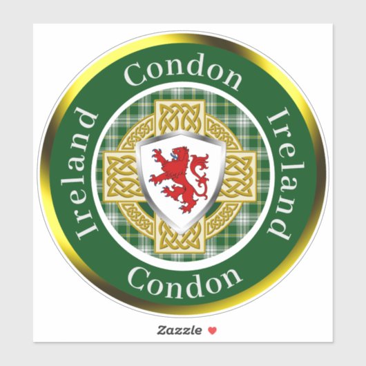 Condon Irish Shield & Celtic Cross gepersonaliseer Sticker (Vel)