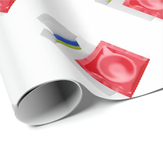 Condooms op witte achtergrond cadeaupapier (Rol Hoek)