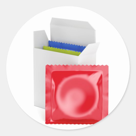 Condooms op witte achtergrond ronde sticker (Voorkant)